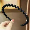Faixa de Cabelo Tendência 2025 Nova Coreana Headband Presilha de Cabelo Antiderrapante Grampo para Lavar o Rosto Padrão de Onda Fina Preta