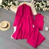 Conjunto de Punto de Tres Piezas de Color Sólido Más Vendido de Temu Transfronterizo: Conjunto de Tres Piezas para Mujer: Chaleco sin Mangas + Cárdigan + Pantalones