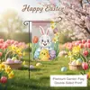 Bandera de Jardín Nueva de Pascua Transfronteriza Flores y Mariposas de Primavera y Verano Decoración de Jardín al Aire Libre de Lino Impresa por Ambos Lados
