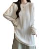 Camiseta de Manga Larga con Textura y Abalorios Pesados para Mujer Tallas Grandes, Nuevo Estilo Primavera Temprana 2026, Corte Holgado, Top Adelgazante con Estampado de Estrellas para Mujer