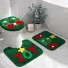 Tapete de Chão de Natal Banheiro Vaso Sanitário Banheiro Absorção de Água Resistente ao Desgaste Conjunto de Três Peças Tapete para Pés Capa de Assento Sanitário Tapete Fácil de Limpar Tapete Decorativo