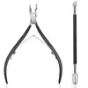 Pinzas para Cutícula de Acero Inoxidable Empujador de Cutícula Color Titanio Tenedor para Cutícula Raspador Set de Picos para Uñas Tijeras para Cutícula Herramienta para Ranura de Uña para Eliminar Cutícula