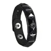 16 estilos de pulseiras punk cool de rua europeias e americanas personalizadas com rebites quadrados escuros coloridos para casais em combinação de couro