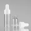 Botella gotero de vidrio transparente marrón de 1 ml Botella pequeña de aceite de 2 ml Botella de muestra de prueba para rellenar de 3 ml 5 ml