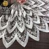 Falda Blanca Bordada con Encaje de Boda Encaje 32cm Tres Capas Flor Tridimensional Malla de Seda de Leche Flor Flotante Código de Barras