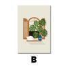 Pintura Decorativa Moderna Minimalista para Sala de Estar, Pintura en Lienzo de Planta Verde Literaria para Restaurante, Dropshipping de Comercio Exterior, Núcleo de Pintura de Inyección de Tinta de Alta Definición
