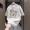 Camiseta de Manga Corta Estilo Americano High Street de Moda 2026 para Hombre, Nueva de Verano Ajuste Holgado Media Manga Ins Talla Grande Deportiva Casual