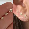 AliExpress Venda Quente Brincos de Trevo de Quatro Folhas Estilo Coreano Feminino Estilo Fresco Mini Brincos de Zircônia Micro Brincos Para Dormir Sem Complicação
