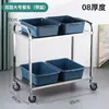Carrito de Entrega de Alimentos de Acero Inoxidable Engrosado, Carrito de Recogida de Vajilla de Hotel, Carrito de Servicio para Restaurante, Carrito Comercial Móvil de Tres Pisos para Hotel de Doble Piso