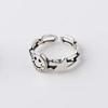 Anillo de Apertura Lucky Smile para Mujer Mismo Estilo que las Celebridades de Internet Anillo de Cara Sonriente Liso Plateado Retro Anillo ins de Dongmen Venta al por Mayor