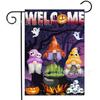 Bandera de Jardín de Halloween de Venta Caliente Transfronteriza, Enano Murciélago Telaraña Decoración de Patio Bandera de Jardín de Lino de Doble Cara