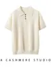 Estilo Novo Outono/Inverno Gola Polo Feminina Tricô 100% Caxemira Pura Manga Curta Feminina Respirável Casual Elegante Simples Camiseta