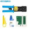 Herramienta de crimpado de siete pisos para RJ45 CAT6, Kit de crimpadora Ethernet de alta resistencia, Pelacables y cortador para reparación de redes