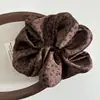 Goma de pelo Scrunchie Retro de Moda Estilo Coreano Oversize con Estampado de Leopardo para Mujer, Accesorio para el Cabello Versátil y Atmosférico, Goma para Cola de Cabello Estilo Perezoso