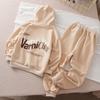 Traje para niños 2024 primavera nuevo estilo coreano niños y niñas cuerda de color color sólido sudadera con capucha casual conjunto de dos piezas