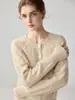 Cárdigan 100% cachemir puro para mujer, cuello redondo, estilo otoño e invierno, patrón de rombos, suéter de punto suave y acogedor, prenda exterior holgada