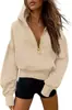 Sudadera Amazon Europea y Americana Otoño/Invierno 2026 con Cuello Camisero, Patchwork, Pulóver, Manga Larga, Media Cremallera, Estilo Casual para Otoño/Invierno