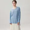 35% cachemira, 65% lana, cuello en V, longitud media, color liso, manga larga, suéter de punto, perfecto para usar en capas, simple y versátil