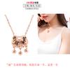 Benmingnian Collar Candado Larga Vida Cerdito Nian Fu Acero Titanio Cadena Clavícula Corta para Mujer Color Libre Oro Rosa Cadena para Cuello