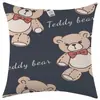 Funda de Almohada de Oso de Dibujos Animados Nueva Temu Transfronteriza Animal de Dibujos Animados Lino Cojín Lumbar Etiqueta Jit Dropshipping