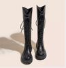 Botas 2024 Nuevo Primavera y Otoño forradas de vellón Botas Martin de Suela Gruesa pero hasta la Rodilla Aumento Caña Media Botas Martin Altas