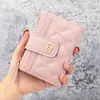 Celebridad de Internet Cartera Corta para Mujer Moda Europea y Americana Bordada Rombo Pequeña Cartera Hebilla de Cremallera Compartimento para Múltiples Tarjetas Billetera para Monedas Tendencia