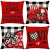 Amazon Día de San Valentín Funda de Almohada Estampado de Lino Pareja Transfronterizo Hogar Sala de Estar Funda para Cojín de Sofá Estilo Nórdico