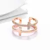 Anel de Abertura Dupla com Cruz Banhado a Ouro 18k Feminino Design de Nicho Estilo Frio Ins Moda Anel Versátil Sem Cor