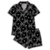 Comercio Exterior Transfronterizo Temu Más Vendido Conjunto de Pijama Estampado para Mujer Manga Corta Casual Shorts Ropa de Casa para Mujer