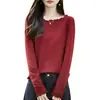 Estilo delicado, ribete con volantes, top de punto de un solo hombro para mujer, con rayas verticales, mangas largas y un diseño ajustado para poner, perfecto como capa base