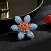 Flor Azul Zircônia Flor de Primavera Fivela Magnética Novo High-end Moda Versátil Vestido Broche Acessórios Femininos