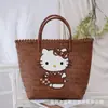 Bolsa a Tiracolo Desenho Animado Gatinha Kt Cesta de Legumes Bolsa de Palha Grande Capacidade Bolsa de Mamãe Bolsa de Mão para Viagem Bolsa de Praia para Férias na Praia