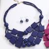 Collar bohemio de tres capas con cuentas de madera para mujer, popular en Amazon, con pintura en aerosol de color, cadena de clavícula africana exagerada.