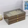 Caja de Joyería Marrón Multicapa Terciopelo Exquisitos Pendientes Collar Pulsera Caja de Almacenamiento de Joyería Accesorios de Alta Gama Caja de Joyería