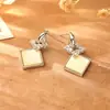 Pendientes Geométricos de Concha Natural con Circonita Brillante, Moda de Alta Gama, Lujo Ligero, Pendientes Elegantes para Mujer, Exquisitos Pendientes Diarios