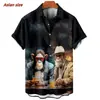 Camisa Hawaiana con Estampado de Mono Gentleman para Hombre Divertida Animal 3D Estampado Manga Corta Estilo Urbano Holgada Camisa con Solapa