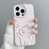 Funda para teléfono de pareja con gatito y cachorro atrapando mariposas, adecuada para Apple 18PROMAX, funda rígida iPhone17 plateada degradada
