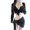 Bikini de Gama Alta Separado Conjunto Europeo y Americano de Cuatro Piezas Negro Adelgazante Traje de Baño Transfronterizo Traje de Baño Sexy para Mujer Comercio Exterior Cubre-Cuerpo