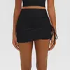Nueva falda deportiva casual fruncida para mujer, anti-exposición, de cintura alta, adecuada para fitness y running, conjunto de yoga tipo dos piezas