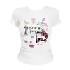 Camiseta de Manga Corta para Mujer con Diseño de Graffiti de Dibujos Animados Retro Americano, Top de Manga Corta Dulce y Versátil para Chicas, Camiseta