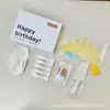 Utensilios para pastel cumpleaños juego de regalo de seis piezas tienda de repostería juego de suministros para fiesta al por mayor juego de cubiertos y platos desechables