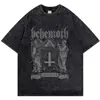 Camiseta Masculina de Algodão Puro Pesado Manga Curta Estilo Retro Americano, Casual de Verão Solta Tendência Oversize Lavada Vintage