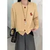 Novo Produto da Primavera de 2026: Cardigan de Tricô Cable com Gola Redonda Estilo Coreano Doce Vermelho da Sorte de Ano Novo com Cavalo Pequeno