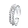 Anillo Doble Capa Casual y de Lujo Sutil con Circonita Micropavimentada para Mujer, Anillo de Apertura de Fila de Diamantes de Gama Alta de Nicho, Anillo Ajustable para Dedo Índice