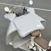 Parabrisas eléctrico impermeable con recubrimiento, impermeable de doble cara para invierno, forrado de felpa y engrosado, parabrisas universal para motocicleta eléctrica