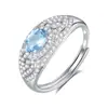 Anillo de Plata de Ley S925 Hui Kai Jewelry con Piedra de Cristal Natural para Decoración de Mano para Mujer, Estilo de Gama Alta de Nicho, Venta Caliente Transfronteriza, Estilo Europeo y Americano