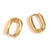 Moda Europea y Americana Simple Clásico Nicho Aretes de Acero de Titanio Acero Inoxidable Chapado en Oro de 18K Mini Aretes Pequeños en Forma de O para Mujer