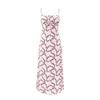 L26235-26 Vestido Largo de Verano Estilo Francés Sexy Floral con Tirantes Finos, Ambiente Vacacional, Espalda Descubierta y Lazos de Cordón en el Pecho