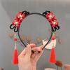 Estilo chinês Ano Novo acessórios para o cabelo meninas Hanfu festivo peruca de borla vermelha trança headband Bebê Ano Novo cocar