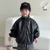 Chaqueta de cuero para niños con forro polar y diseño engrosado, chaqueta de PU para niños, ropa para niñas, nuevo top para bebé de otoño e invierno 2026